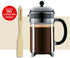 Coffee Press - Bodum CHAMBORD French Press Coffee Maker, Chrome (EXCLUSIVE Bamboo Stirring Paddle Set)