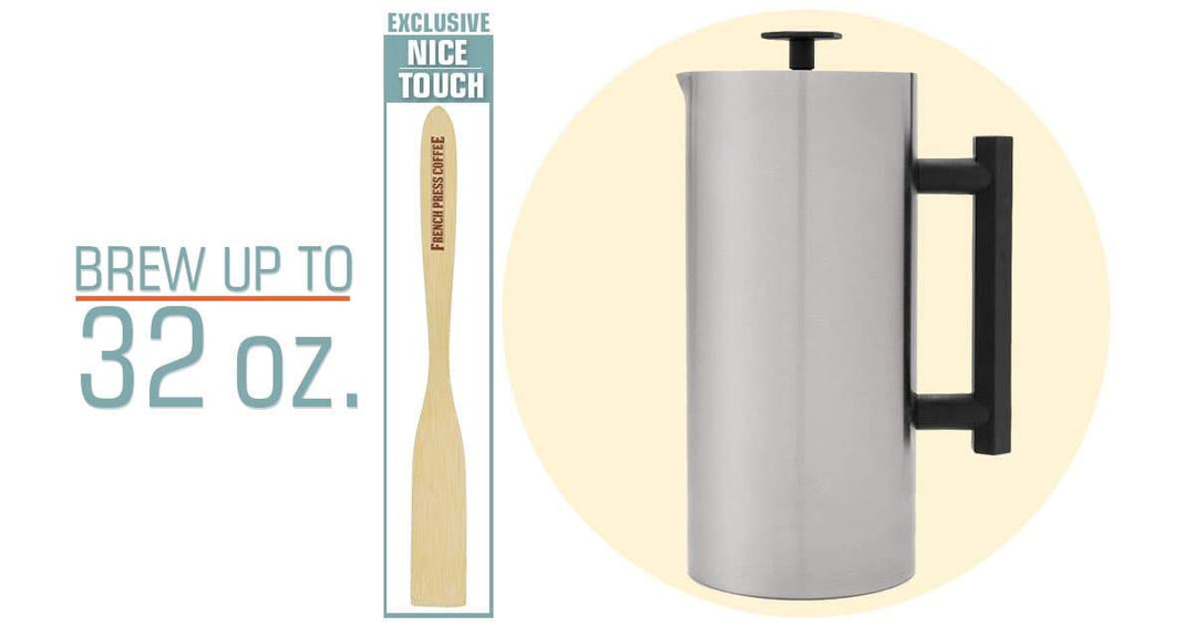 Coffee Press - Espro P6 - Stainless Steel, Double Wall Insulation, Double Coffee Micro-Filter, 32 Oz., (EXCLUSIVE: Free Coffee Stir Paddle)