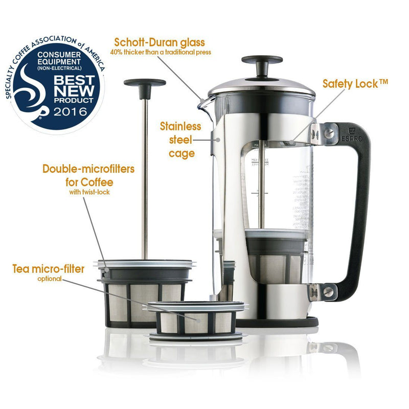 Espro P3 Coffee Press with Thick & Durable SCHOTT Duran glass