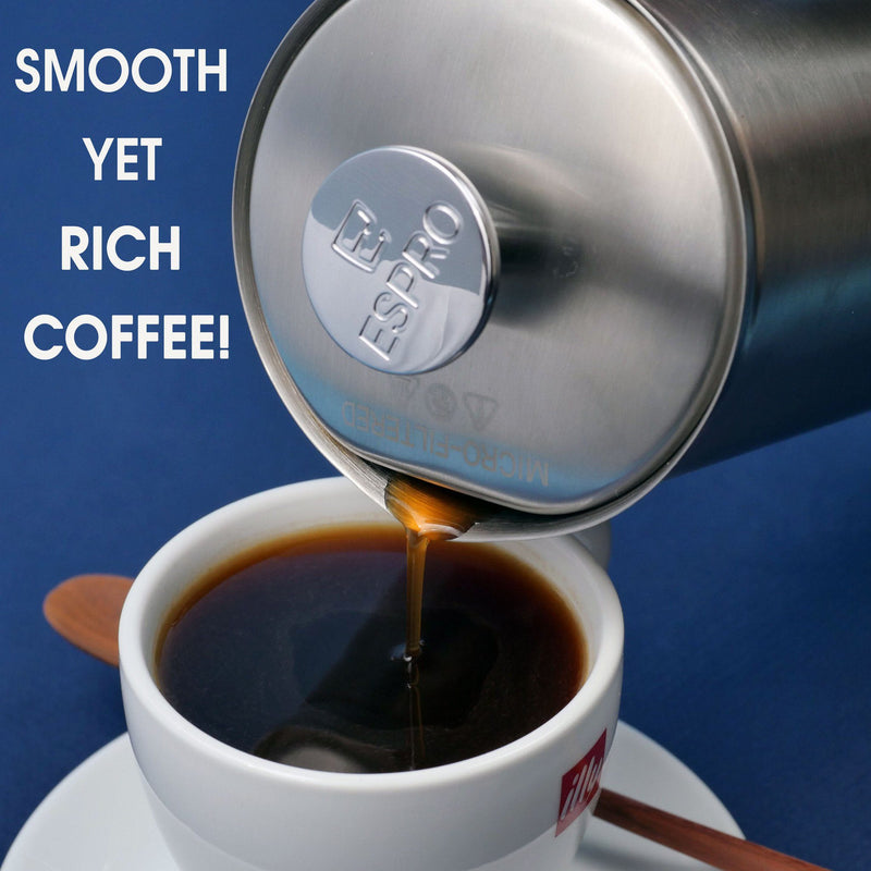 Cafetière à Piston Espro P7 - 550 Ml Ou 1 L - Acier Inoxydable Double Paroi, Maintien Au Chaud - Filtre Double - 3