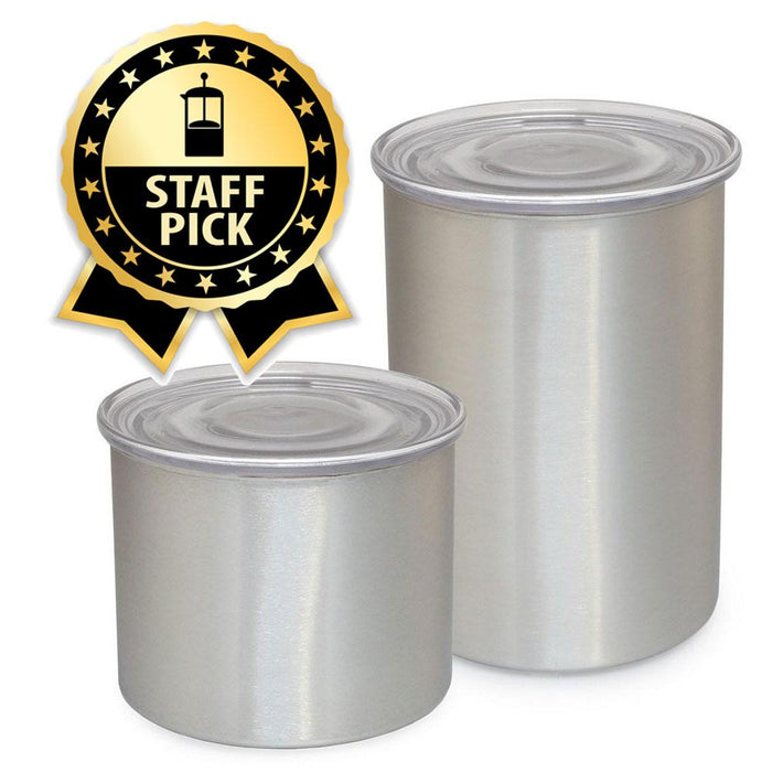 Airscape Stainless Steel Canister, Medium, 7" Tall, Holds up to 1 lb. Coffee Beans