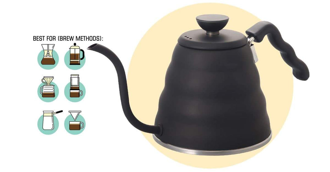Hario V60 Gooseneck Kettle, Stovetop, Black, 1.2L, Made in Japan