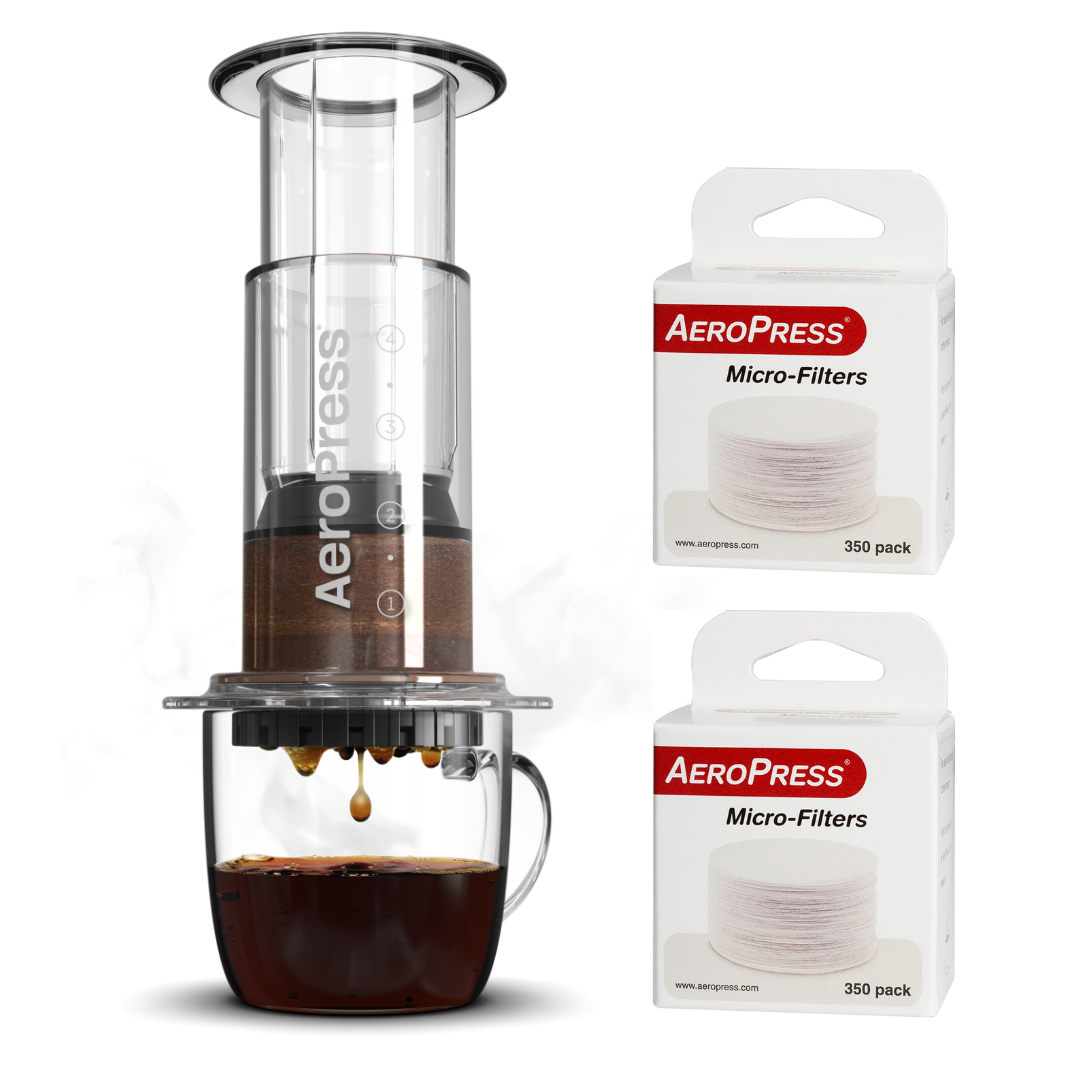 AeroPress Go Travel Coffee Maker & Flow Control Filter Cap Bundle