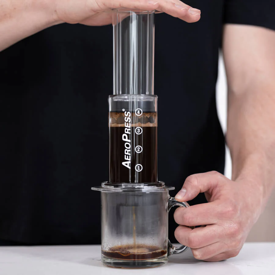 Press with AeroPress Flow Control Filter Cap