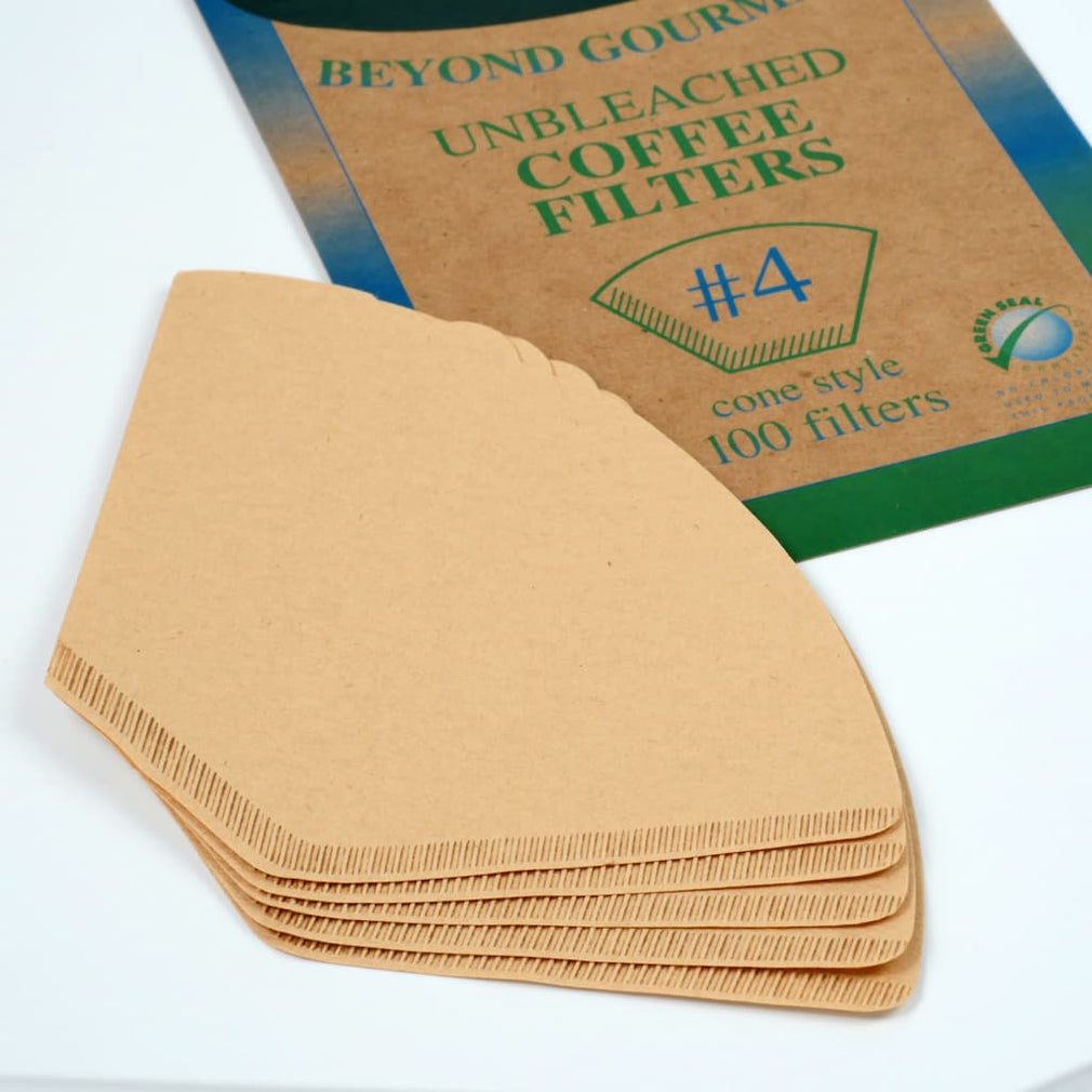 Beyond Gourmet Unbleached Cone Coffee Filters 4, 100 Chlorine Free