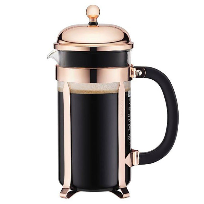 Bodum Chambord French Press, Copper, 8 cup (EXCLUSIVE Bamboo Stirring Paddle Set)