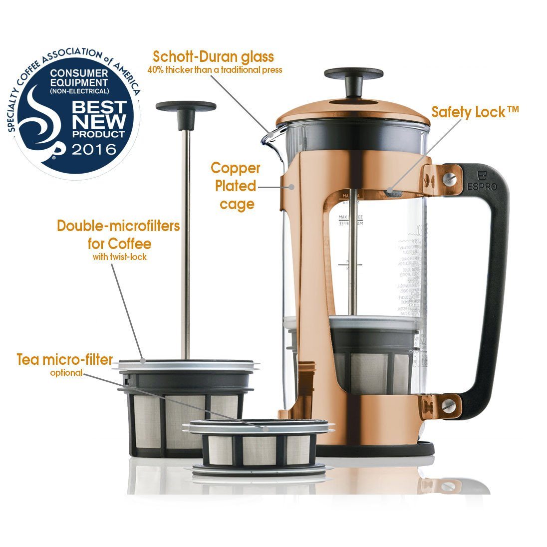 Espro P5 - Durable Schott-Duran Glass, Coffee Micro Filter, 32 oz.  (EXCLUSIVE: Free Coffee Stir Paddle)