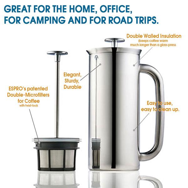 Coffee Press - Espro Press P7 Stainless Steel French Press (EXCLUSIVE: Free Coffee Stir Paddle)