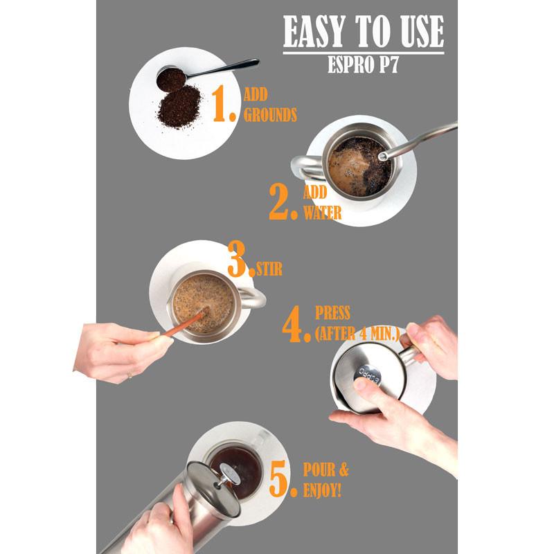 Coffee Press - Espro Press P7 Stainless Steel French Press (EXCLUSIVE: Free Coffee Stir Paddle)