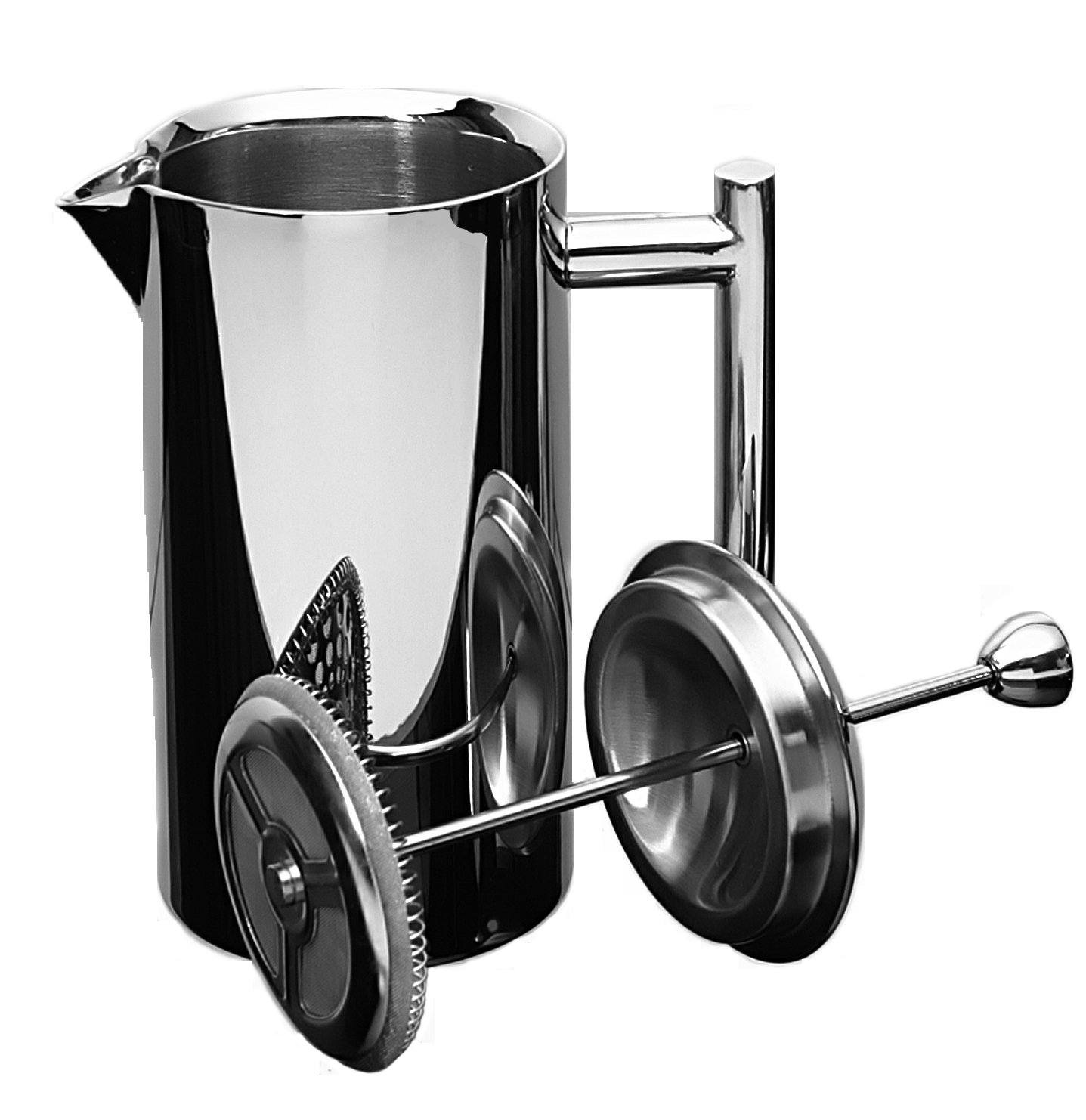 Coffee Press - Frieling USA Double Wall Stainless Steel French Press Coffee Maker With Dual Screen (EXCLUSIVE HOME BARISTA BUNDLE)