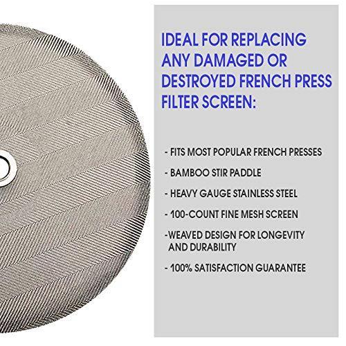 French Press Replacement Filter Screen, fits most 8-Cup models, 4