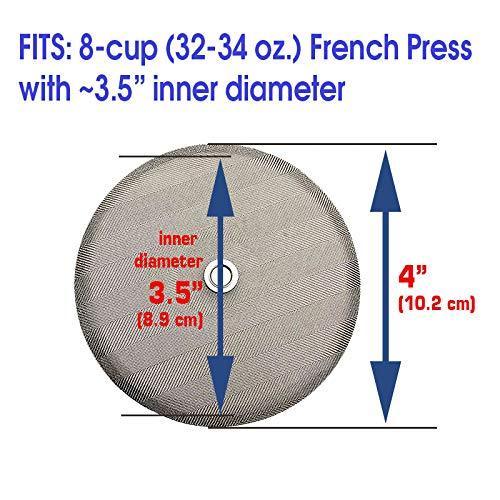 French Press Replacement Filter Screen, fits most French Press Coffee makers